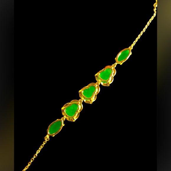 NWOT β¨π§§π²ππππ LUCKY Green Jade BUDDHA in TITANIUM GP Bracelet β¨π²π§§ 7-9βL - Picture 2 of 2